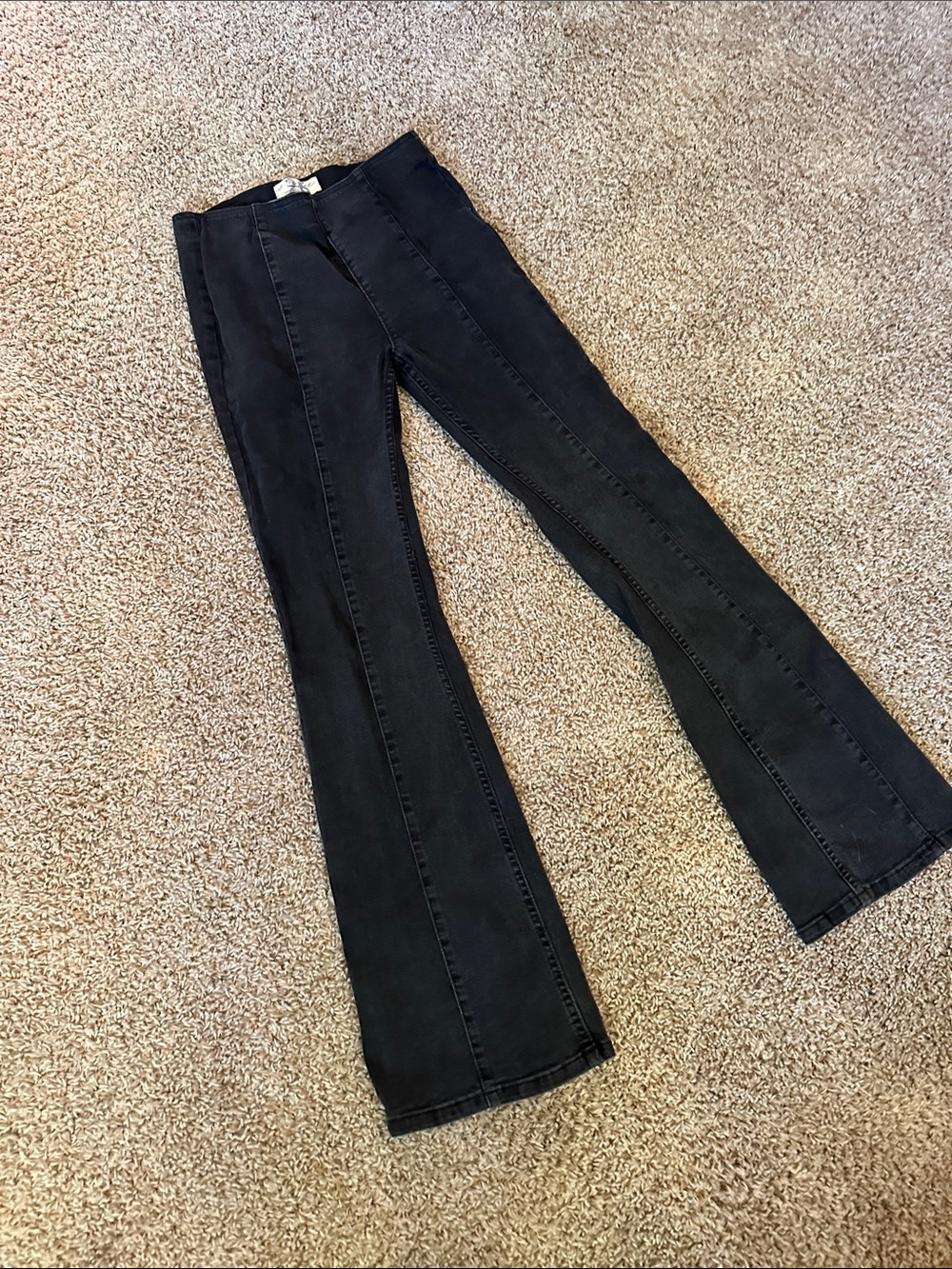 We the Free Penny Flare elastic high waist 26 Black Panel Seam Jeans Free People